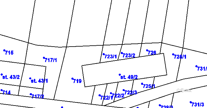 Parcela st. 723/1 v KÚ Košín, Katastrální mapa