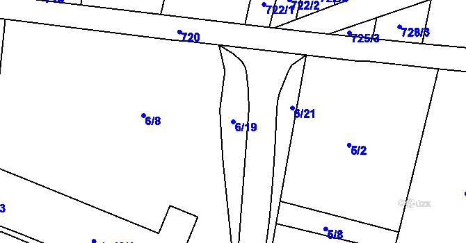 Parcela st. 6/19 v KÚ Košín, Katastrální mapa