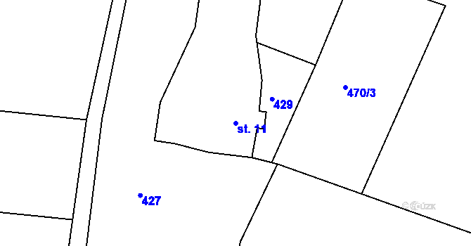 Parcela st. 11 v KÚ Čikvásky, Katastrální mapa