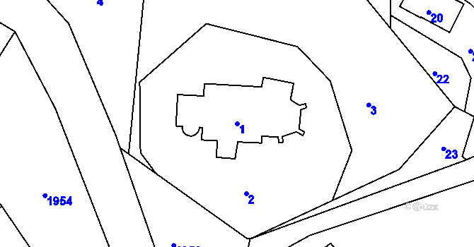 Parcela st. 1 v KÚ Košťálov, Katastrální mapa