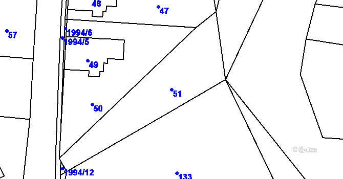 Parcela st. 51 v KÚ Košťálov, Katastrální mapa