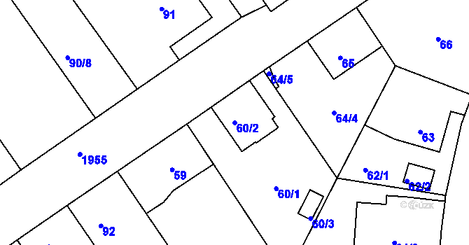 Parcela st. 60/2 v KÚ Košťálov, Katastrální mapa