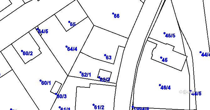 Parcela st. 63 v KÚ Košťálov, Katastrální mapa