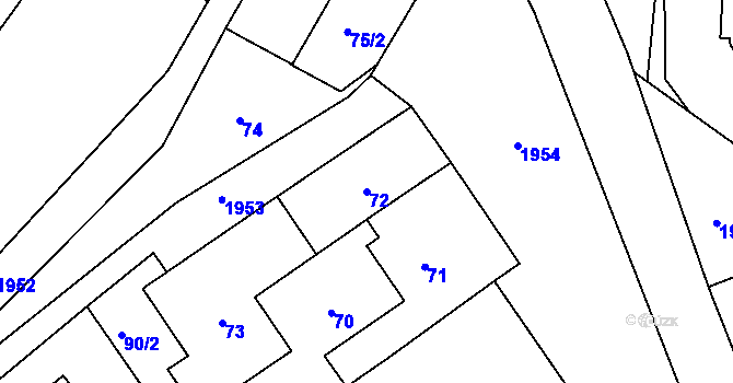 Parcela st. 72 v KÚ Košťálov, Katastrální mapa
