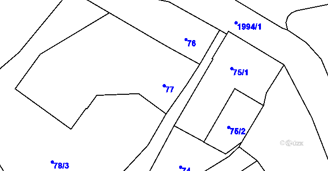 Parcela st. 77 v KÚ Košťálov, Katastrální mapa