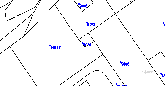 Parcela st. 90/4 v KÚ Košťálov, Katastrální mapa