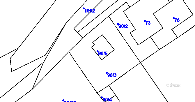 Parcela st. 90/5 v KÚ Košťálov, Katastrální mapa