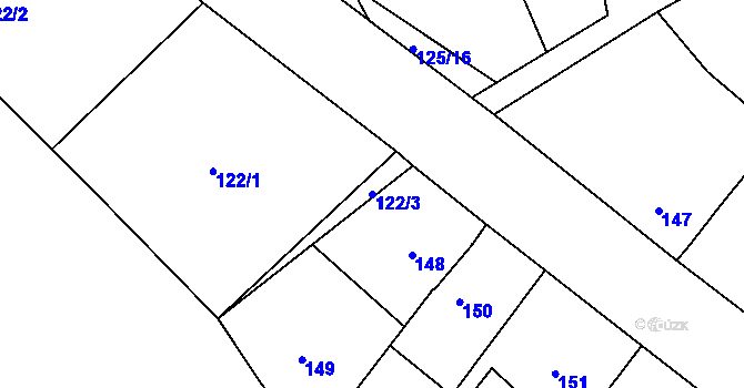 Parcela st. 122/3 v KÚ Košťálov, Katastrální mapa