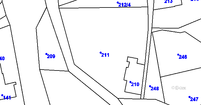 Parcela st. 211 v KÚ Košťálov, Katastrální mapa