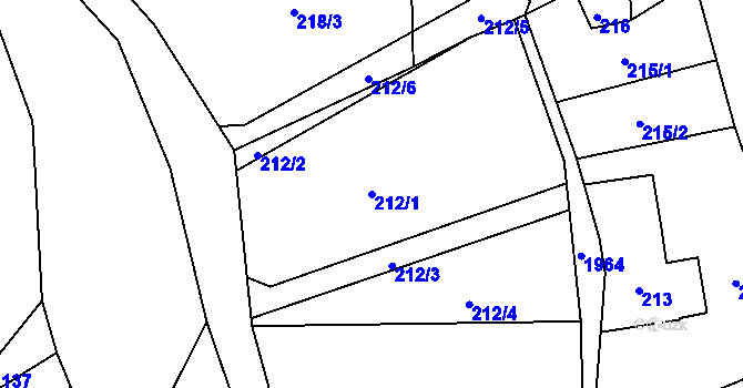 Parcela st. 212/1 v KÚ Košťálov, Katastrální mapa