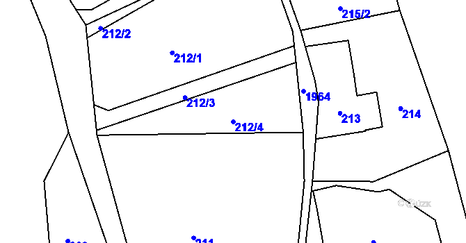Parcela st. 212/4 v KÚ Košťálov, Katastrální mapa