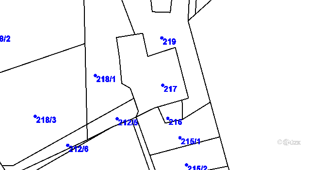 Parcela st. 217 v KÚ Košťálov, Katastrální mapa