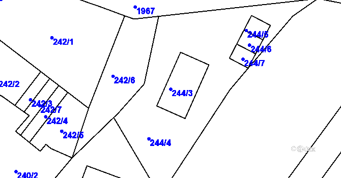Parcela st. 244/3 v KÚ Košťálov, Katastrální mapa