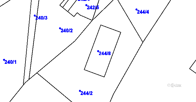 Parcela st. 244/8 v KÚ Košťálov, Katastrální mapa