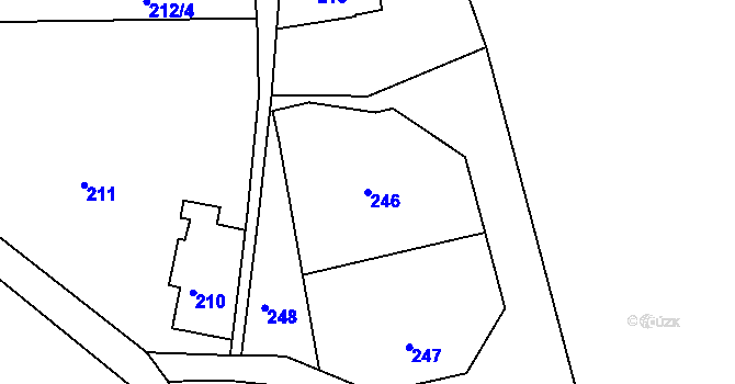 Parcela st. 246 v KÚ Košťálov, Katastrální mapa