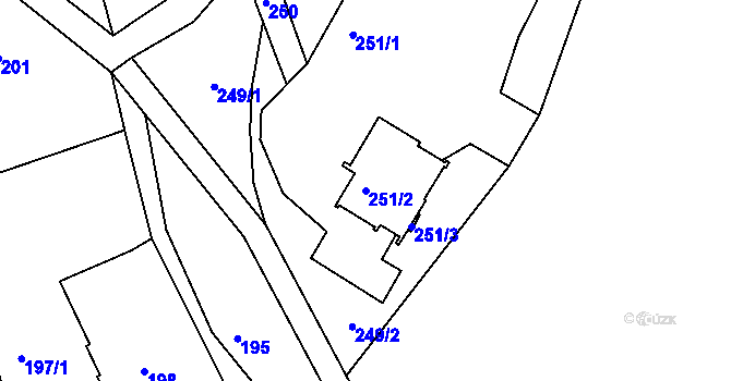 Parcela st. 251/2 v KÚ Košťálov, Katastrální mapa