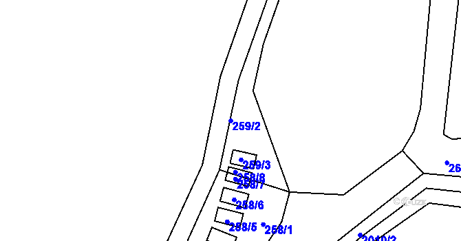 Parcela st. 259/2 v KÚ Košťálov, Katastrální mapa