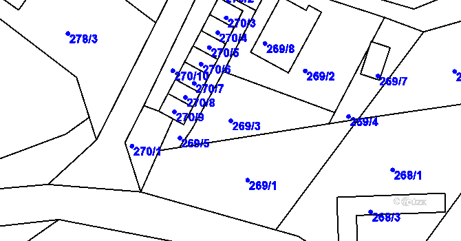 Parcela st. 269/3 v KÚ Košťálov, Katastrální mapa