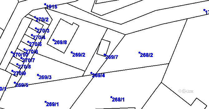 Parcela st. 269/7 v KÚ Košťálov, Katastrální mapa