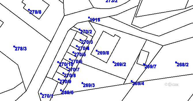 Parcela st. 269/8 v KÚ Košťálov, Katastrální mapa
