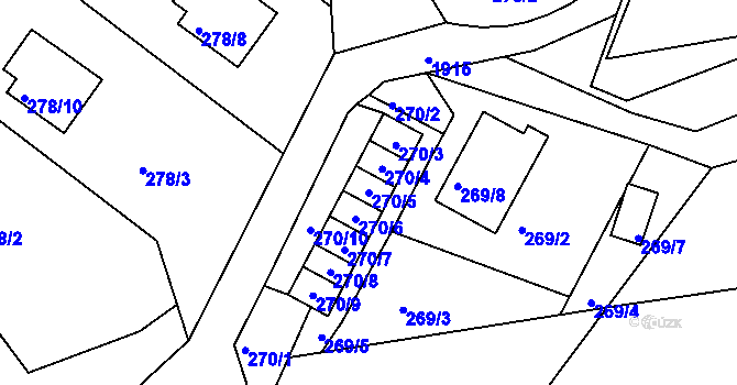 Parcela st. 270/5 v KÚ Košťálov, Katastrální mapa
