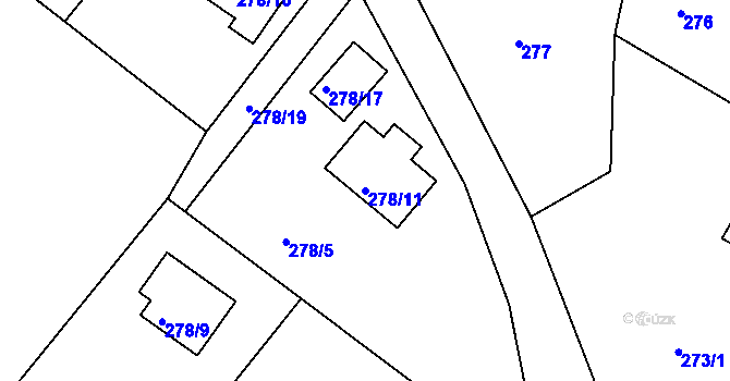 Parcela st. 278/11 v KÚ Košťálov, Katastrální mapa