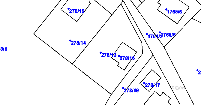 Parcela st. 278/13 v KÚ Košťálov, Katastrální mapa