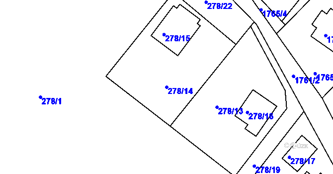 Parcela st. 278/14 v KÚ Košťálov, Katastrální mapa