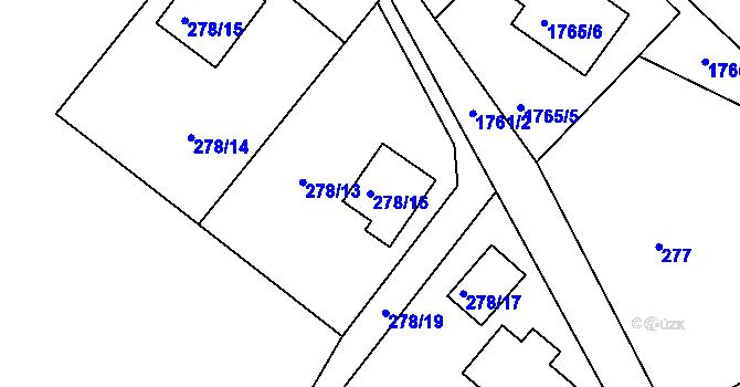 Parcela st. 278/16 v KÚ Košťálov, Katastrální mapa