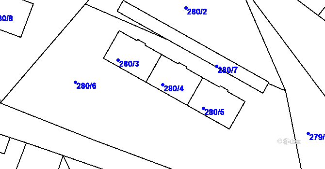 Parcela st. 280/4 v KÚ Košťálov, Katastrální mapa