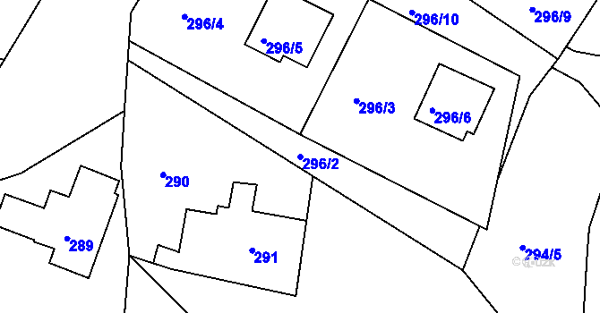 Parcela st. 296/2 v KÚ Košťálov, Katastrální mapa