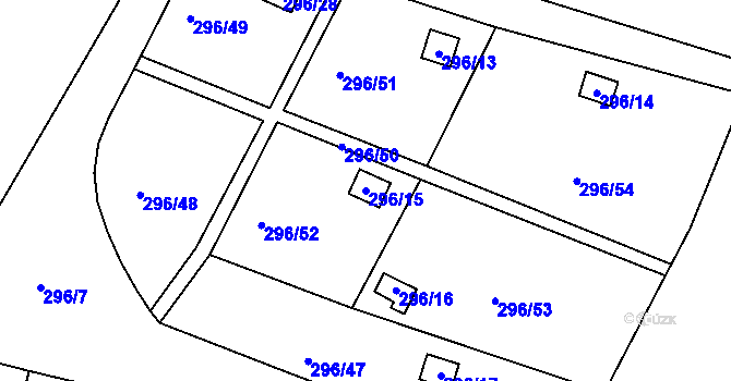 Parcela st. 296/15 v KÚ Košťálov, Katastrální mapa