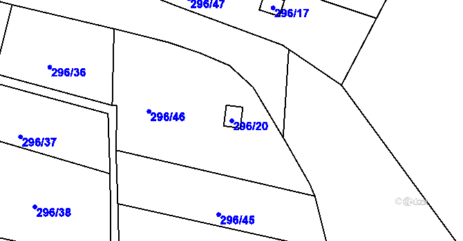 Parcela st. 296/20 v KÚ Košťálov, Katastrální mapa