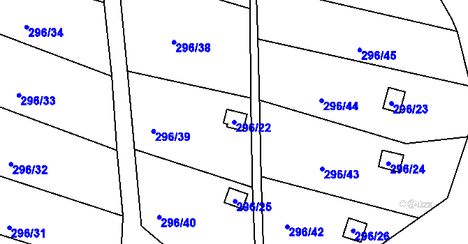 Parcela st. 296/22 v KÚ Košťálov, Katastrální mapa
