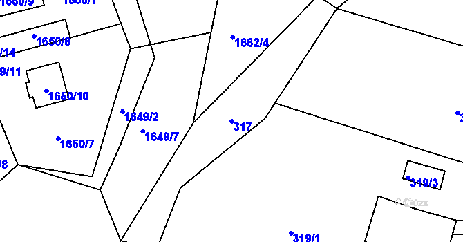 Parcela st. 317 v KÚ Košťálov, Katastrální mapa