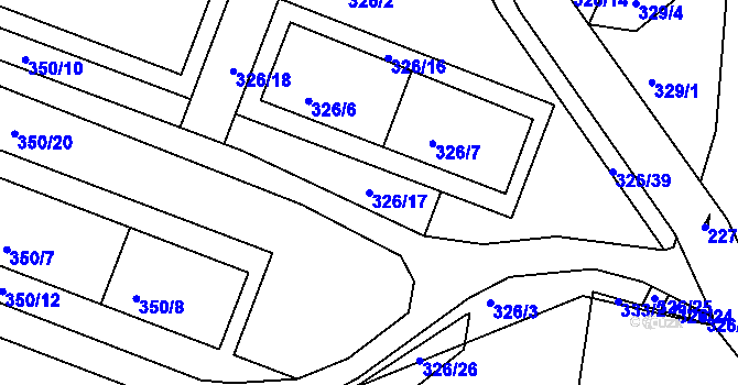 Parcela st. 326/17 v KÚ Košťálov, Katastrální mapa