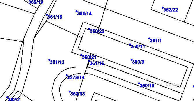 Parcela st. 350/5 v KÚ Košťálov, Katastrální mapa