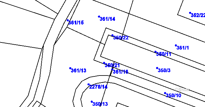 Parcela st. 350/14 v KÚ Košťálov, Katastrální mapa