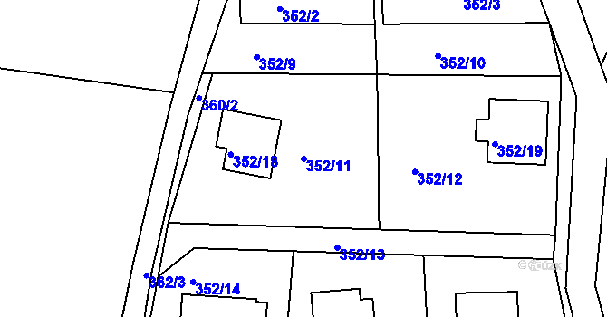 Parcela st. 352/11 v KÚ Košťálov, Katastrální mapa