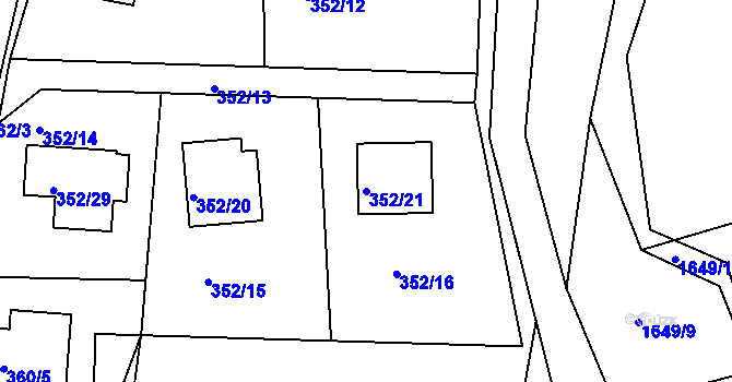 Parcela st. 352/21 v KÚ Košťálov, Katastrální mapa