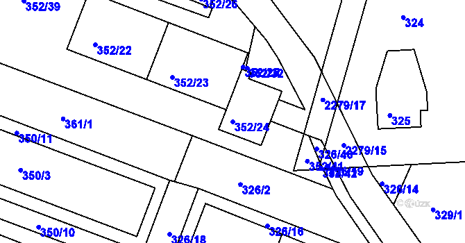 Parcela st. 352/24 v KÚ Košťálov, Katastrální mapa