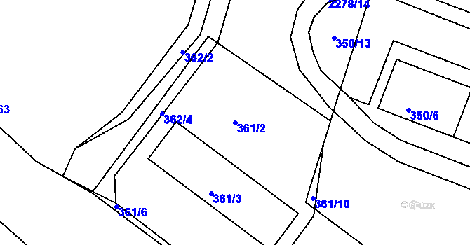 Parcela st. 361/2 v KÚ Košťálov, Katastrální mapa