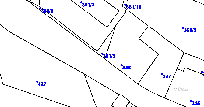 Parcela st. 361/5 v KÚ Košťálov, Katastrální mapa
