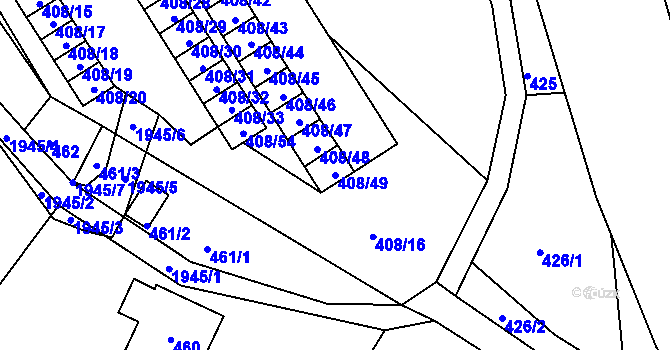 Parcela st. 408/49 v KÚ Košťálov, Katastrální mapa