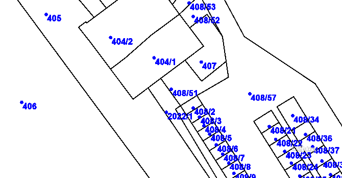 Parcela st. 408/51 v KÚ Košťálov, Katastrální mapa