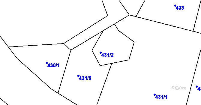 Parcela st. 431/2 v KÚ Košťálov, Katastrální mapa