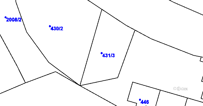 Parcela st. 431/3 v KÚ Košťálov, Katastrální mapa