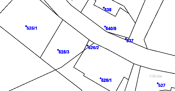 Parcela st. 526/2 v KÚ Košťálov, Katastrální mapa