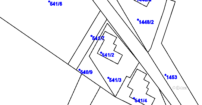 Parcela st. 541/2 v KÚ Košťálov, Katastrální mapa