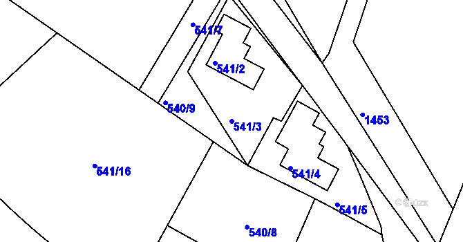 Parcela st. 541/3 v KÚ Košťálov, Katastrální mapa